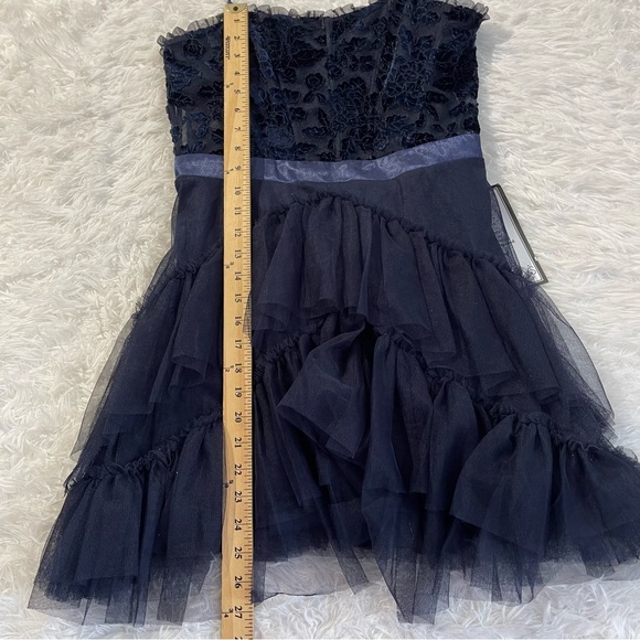 City Studio Womens Velvet/Ruffle Mini Dress Size 11 (Juniors) Navy Whimsy Goth - Picture 9 of 10